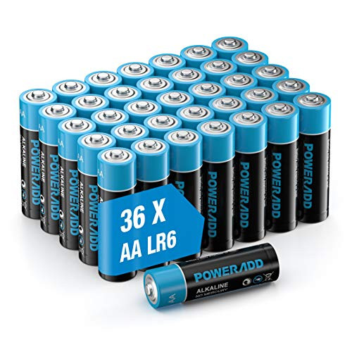 POWERADD AA Alkaline Batteries Long Lasting- All-Purpose Battery for Household and Business - 36 Count