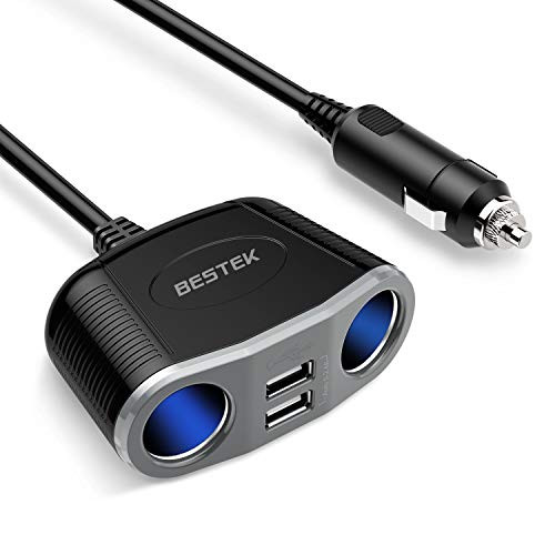 (Update Version) BESTEK 150W Cigarette Lighter Adapter 2-Socket Power Splitter 3A Dual USB Car Charger for iPhone, iPad, Galaxy, Google Pixel, Motorola, LG, Nexus, HTC and More