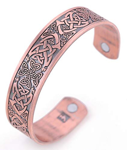 TEAMER Magnetic Bracelet Celtic Knot Irish Cross Health Care Therapy Engraved Cuff Bangle for Men -Antique Copper- TEAMER Magnetic Bracelet Celtic Knot Irish Cross Health Care Therapy Engraved Cuff Bangle for Men -Antique Copper-