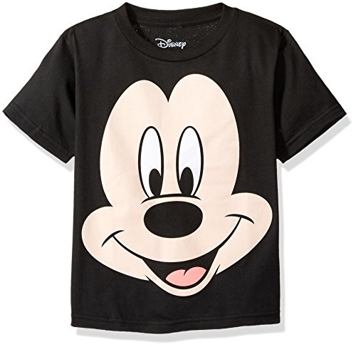 Disney Little Boys' Mickey Mouse Face T-Shirt- Black- 7