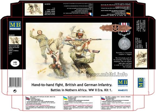 Master Box Hand to Hand Combat British and German Infantry N. Africa WWII -5- Figure Model Building Kits -1-35 Scale-