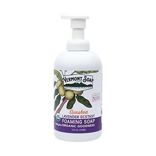 Vermont Soap SunShea Organic Lavender Foaming Hand Soap- USDA Certified Organic Moisturizing Soap for Dry Skin 12oz Dispenser -12oz Lavender-
