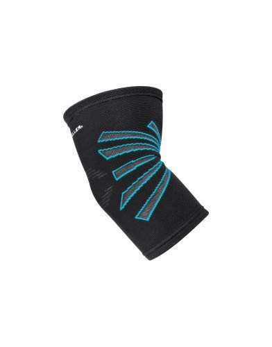 Mueller Omniforce 100 Elbow Support- Black/Aqua- XX Large | Knit Elbow Brace