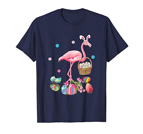 Cute Flamingo Bunny Ears Easter Egg Shirt Funny Basket Girls T-Shirt