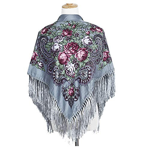 MinLia Russian Tassel Scarf-Shawl Wrap Scarves-Women Shawls-Womens Long Shawl Wraps-Blanket Scarves for Women-Tassel Scarf-Square Scarf-Grey