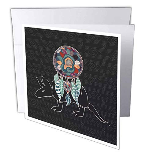3dRose Doreen Erhardt Native American - Armadillo with a Native American Dream Catcher and Tribal Pattern - 1 Greeting Card with Envelope -gc_304642_5-