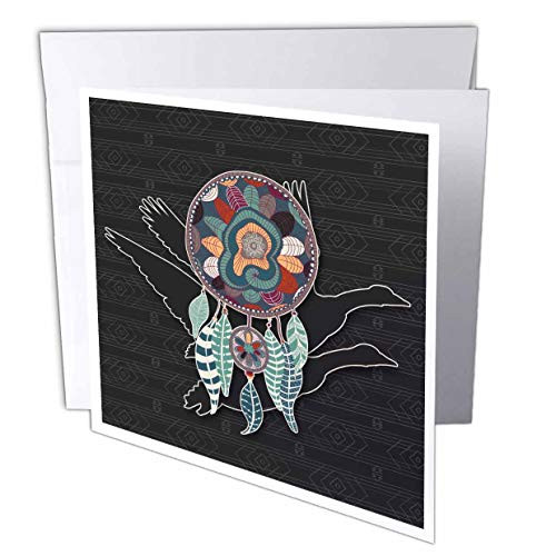 3dRose Doreen Erhardt Native American - Pair of Geese in Flight with Dream Catcher Native American Animals - 1 Greeting Card with Envelope -gc_304663_5-