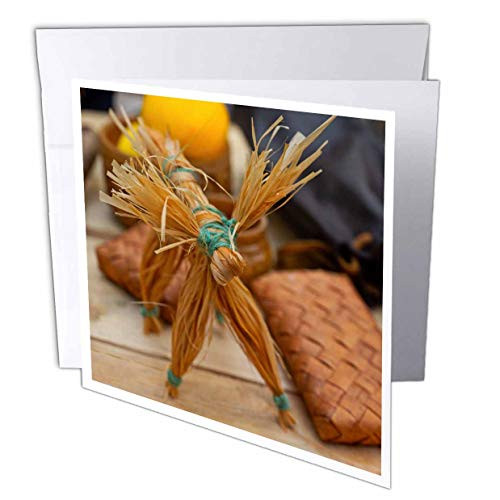 3dRose Alexis Photography - Objects Misc. - Vintage Straw Toy on a Wooden Table - 1 Greeting Card with Envelope -gc_307655_5-