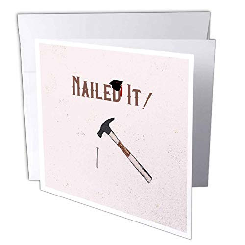 3dRose Image of Nailed It- Hammer About to Strike Nail- Graduation. - Greeting Cards -gc_334017_5-