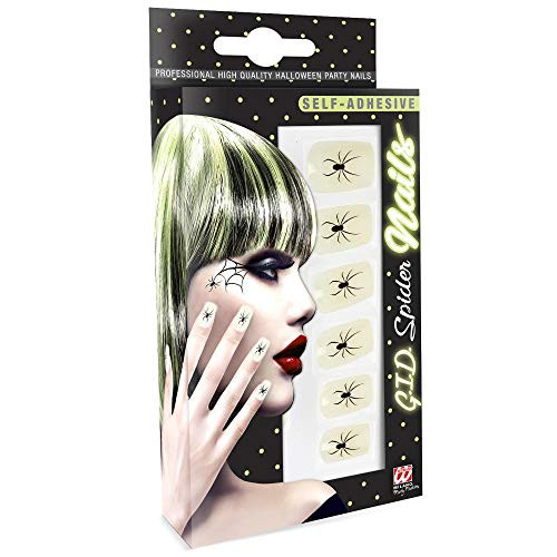 WIDMANN ? Set 12 Nail Glow Spiders Car Womens- vd-wdm05356- One Size