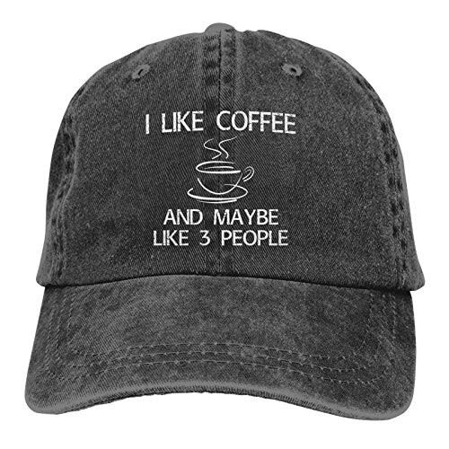 I Like Coffee Maybe 3 People Hats for Men Women Distressed Baseball Cap Beach Dad Sun Hat