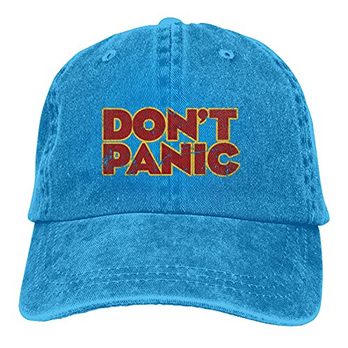 Arspjes Don't Panic Trucker Hats Unisex Dad Cap Adjustable Distressed Cowboy Baseball Hats Driver Cap-Blue
