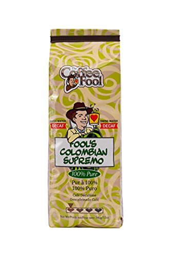 The Coffee Fool Very Fine Grind- Fool's Decaf Swiss Water Colombian Supremo- 12 Ounce