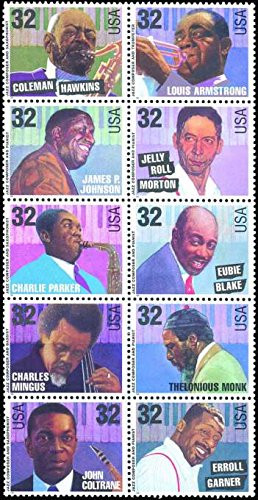 JAZZ MUSICIANS 2992a Block of 10 x 32¢ US Postage Stamps