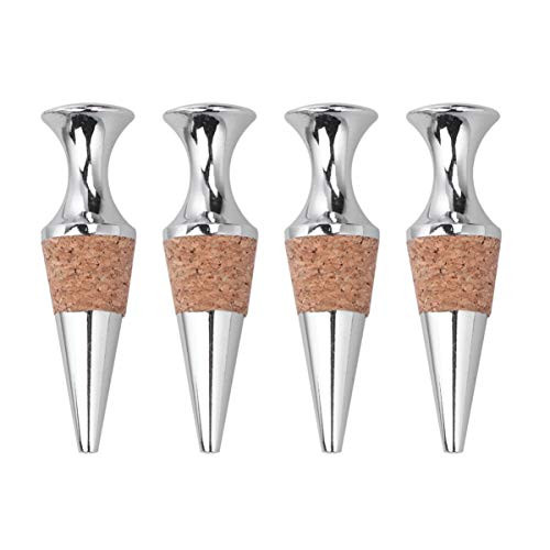 Yardwe 4pcs Metal Wine Stopper Beverage Bottle Stopper Sealer Cork Wine Plug Stopper Bar-Holiday Party-Wedding Party Favors -Flat Cork Stopper-