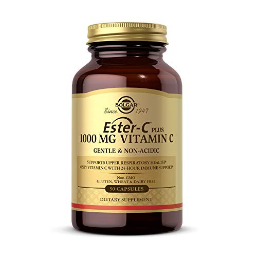 Solgar Ester-C Plus 1000 mg Vitamin C with Citrus Bioflavonoids - 50 Capsules - Gentle  and  Non Acidic - 24-Hour Immune Support- Supports Upper Respiratory Health - Non-GMO- Gluten Free - 50 Servings