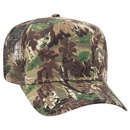 Otto Cap Camouflage Five Panel Mid Crown Mesh Back Trucker Hat Cotton Blend Twill