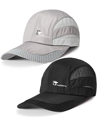 Unisex Baseball Hat Mesh Quick Dry Hats Adjustable Sun Sports Caps Running Hats -Black- Gray-