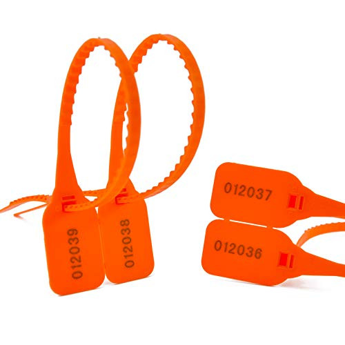 YAFENG Tamper Seals Self-Locking Plastic Tag Fastener Ties -100pcs- Orange-