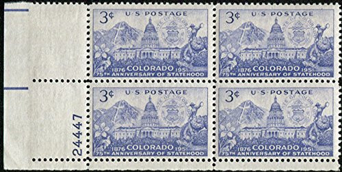1951 Colorado Statehood Block of 4 X 3¢ US Postage Stamps Scott 1001 1951 Colorado Statehood Block of 4 X 3¢ US Postage Stamps Scott 1001