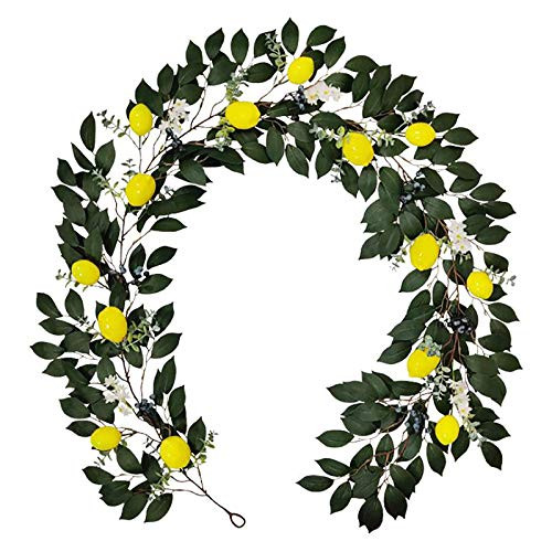 RSTYS Artificial Lemon Branch- Summer Lemon Branch Vivid Yellow Artificial Lemon Plants with Green Leaves Fake Fruit Props for Home or Table Centerpiece Decorations