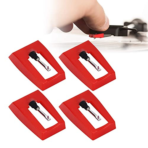 Record Player Needle- 4pcs AbsPlusAluminum Turntable Stylus Replacement Needles Conical Diamond Ceramic Phonograph Stylus Needle