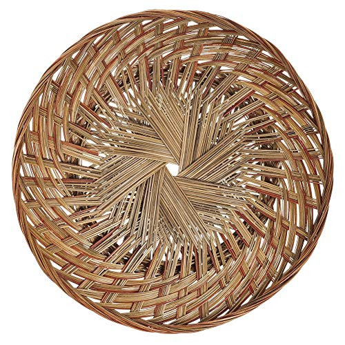 Gift Basket Tray Round Two-Tone Coco Midrib- 16inchDia x 1 1/2inchH