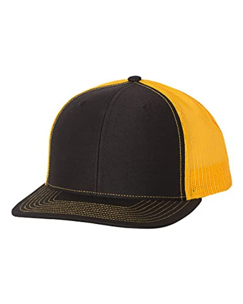 Richardson 112 Trucker OSFA Baseball Hat Ball Cap- Black/Gold