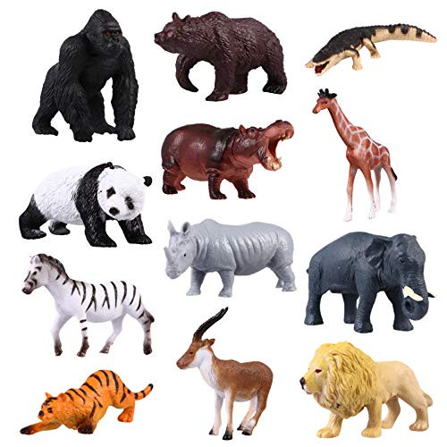 NUOBESTY 12pcs Safari Animals Figures Toys Jumbo Wild Zoo Animals Figurines Playset Elephant Giraffe Lion Tiger Gorilla Panda for Kids Toddlers NUOBESTY 12pcs Safari Animals Figures Toys Jumbo Wild Zoo Animals Figurines Playset Elephant Giraffe Lion Tiger Gorilla Panda for Kids Toddlers