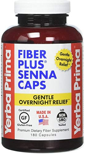 Yerba Prima Fiber Plus Senna Capsules- 180-Count