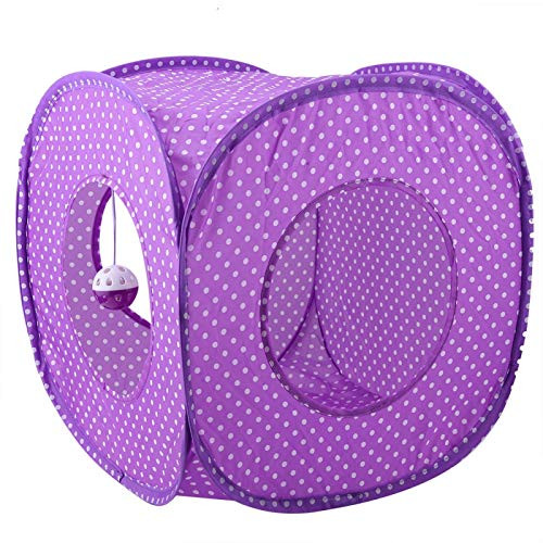 Yivibe Oxford Cloth Long Interactive Cat Tunnel- Cat Tunnel Leopard- Bed for Pet Hide Tunnel Cat Purple