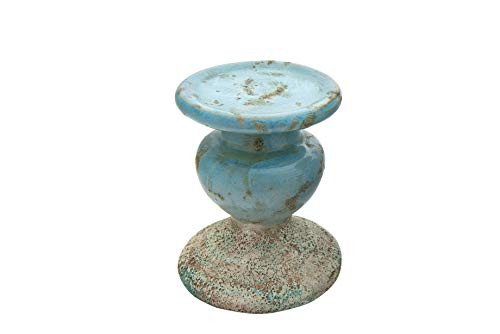 Creative Co-op Small Distressed Blue Terracotta Pillar Candle Holder,