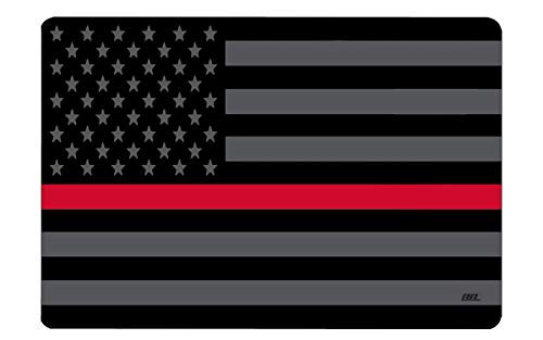 Rogue River Tactical Firefighter Thin Red Line Subdued Flag Gun Cleaning Mat Bench Pad Gift for Gun Owner Fireman Fire Fighter FD