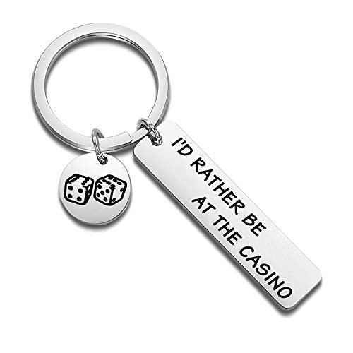 WUSUANED Gambler Gift I'd Rather Be at The Casino Lucky Dice Keychain Casino Lover Gift Gambling Jewelry -I'd Rather be at The Casino Keychain-