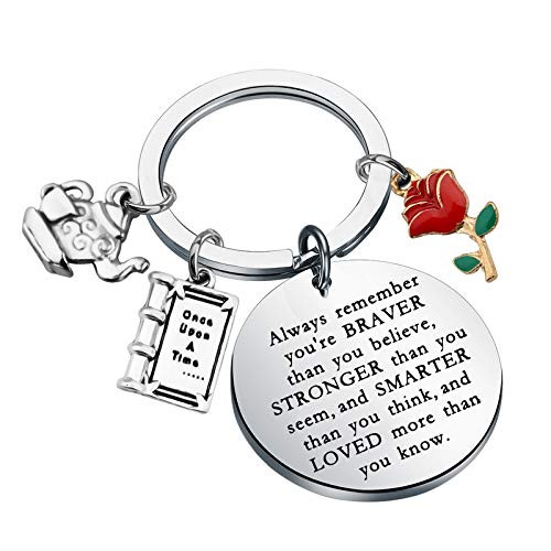 KUIYAI Beauty and The Beast Gift Belle Keychain Always Remember Youre Braver Than You Believe Keychain -Remember-BelleKS-