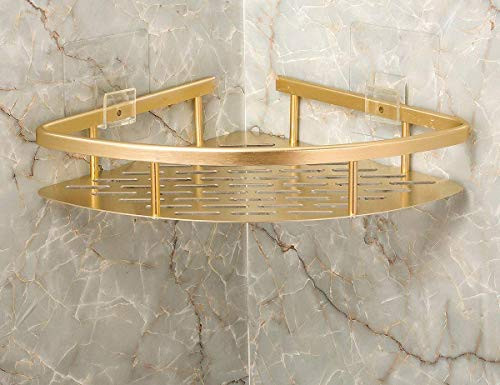 BEARSTAR 1 Tier No Drilling Bathroom Corner Shelves Adhesive Corner Bathroom Shelf Shower Corner Caddy