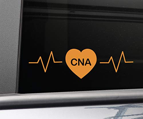 Nashville Decals CNA Certified Nursing Assistant Heartbeat Vinyl Decal Laptop Car Truck Bumper Window Sticker- 8inch x 2.25inch- Orange Nashville Decals CNA Certified Nursing Assistant Heartbeat Vinyl Decal Laptop Car Truck Bumper Window Sticker- 8inch x 2.25inch- Orange