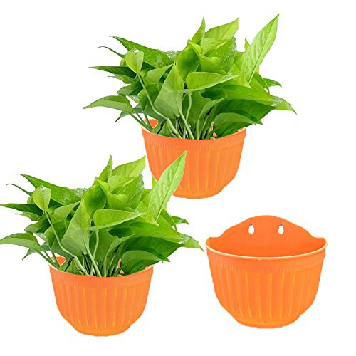 3Pack Wall Hanging Flowers Planter Plant Pot-A Type Resin Container Gardening Indoor or Outdoor -Orange- 8.3x6.7inch-