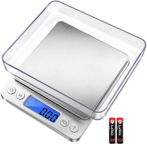 Amzmz Digital Kitchen Scale- 3000g/ 0.1g Small Jewelry Scale- Food Scales Digital Weight Gram and Oz- Digital Gram Scale with LCD/ Tare Function for Jewelry- Nutritional Intake- -Battery Included-