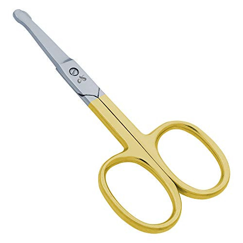 Cut Sharp Personal Care Stainless Steel Cuticle- Safety- Probe- Arrow Point- Baby Nail- fine Scissors -Safety Probe 3.5inch Straight Scissor- Half Gold-