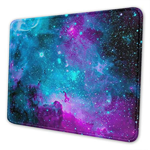 Mouse Pad with Stitched Edge Gaming Mouse Mat Non-Slip Rubber Base Mousepad for Laptop Computer Pc 10x12 Inches Blue Purple Nebula