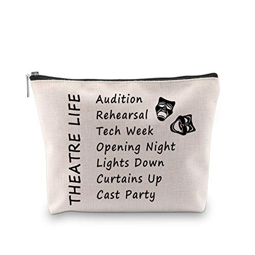 PXTIDY Theatre Life makeup Bag Drama Theater Gifts Comedy Tragedy Mask Theatre Drama Makeup Bag Drama Actor Actress Gifts Cosmetic Pouch Broadway Musical Drama Teacher Graduates Gift-beige-