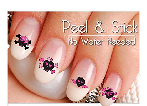 Sugar Skulls Nail Art Decal Sticker Set - Day of the Dead Nail Art - Black Skull Nail Decals
