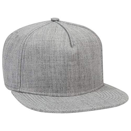Otto Square Flat Visor SNAP 5 Panel Pro Style Snapback Hat - Heath. Gray