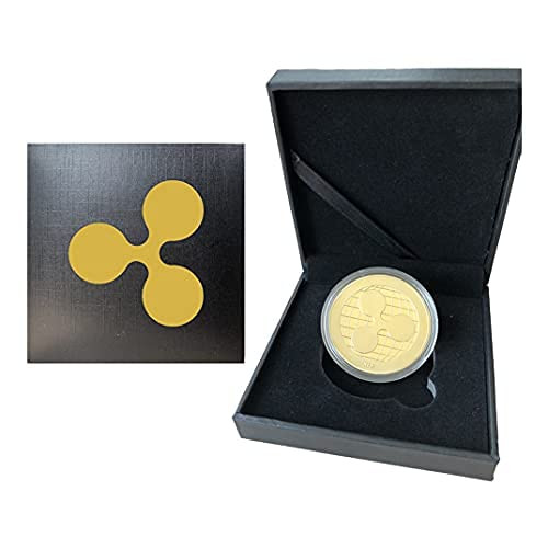 E-BEST CARE Ripple Coin Commemorative Crypto XRP Coin Gold Plated Limited Edition Collectible Gift with Protective Case -Gold-