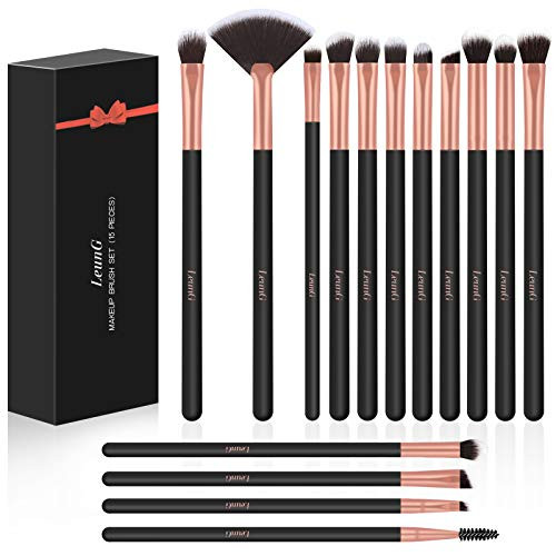 LEUNG Eye Makeup Brushes Set 15- Eyeliner Eyeshadow Blending Brush- Wool Make Up Brush Set Eyeshadow Lip Brush for Beautiful Female -Black-