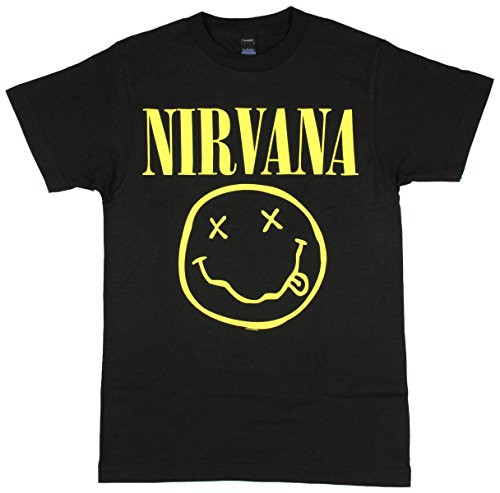 Nirvana Smiley T-Shirt-Black-Large