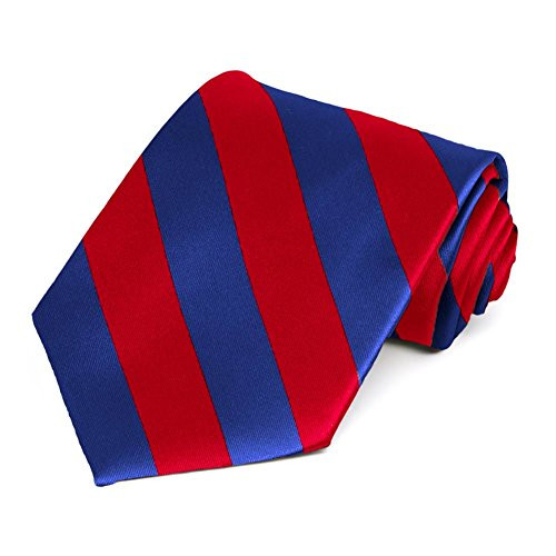 TieMart Red and Royal Blue Striped Tie