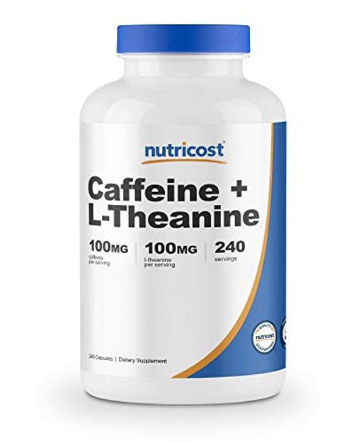 Nutricost Caffeine Plus L-Theanine 100mg- 240 Capsules - 240 Servings- Non-GMO- Gluten Free- Vegetarian Friendly