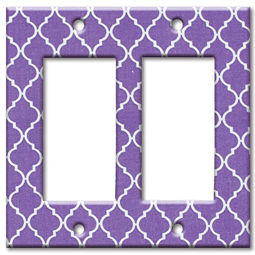 Art Plates - Double Gang Rocker Oversize Switch/Over Size Wall Plate - Purple Geometric